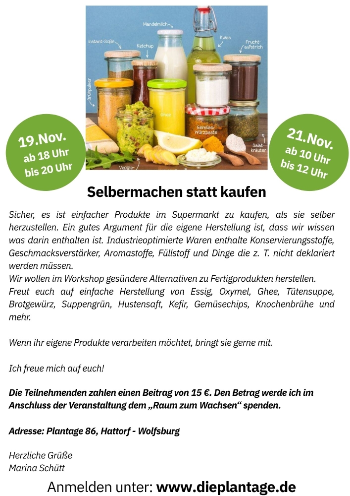Donnerstag,  19.November, 18h, Selbermachen Statt Kaufen